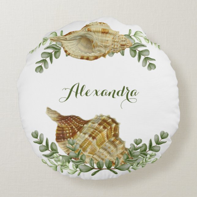 Coussins Ronds Coquille de verdure Coquille de crème marine Coast (Dos)