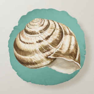 Coussins Ronds Coquille striée Sepia sur Turquoise