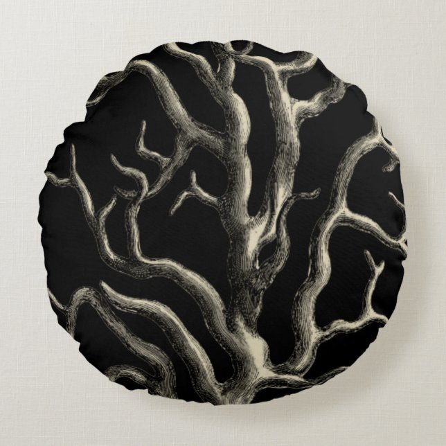 Coussins Ronds Corail noir et tan (Devant)