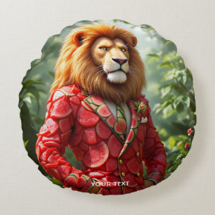 Coussins Ronds Costume de pastèque de lion mignon de fantaisie