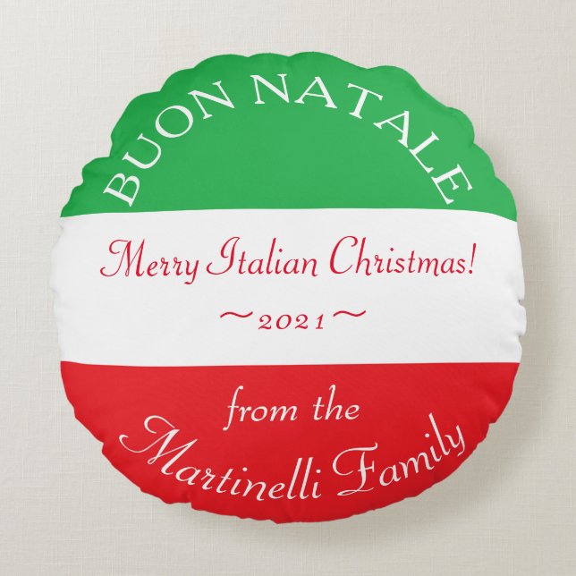 Coussins Ronds Couch de Noël italien personnalisé Buon Natale (Devant)