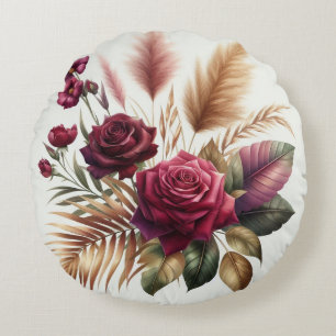 Coussins Ronds Couleur bourguignonne moderne rose & pampas herbe