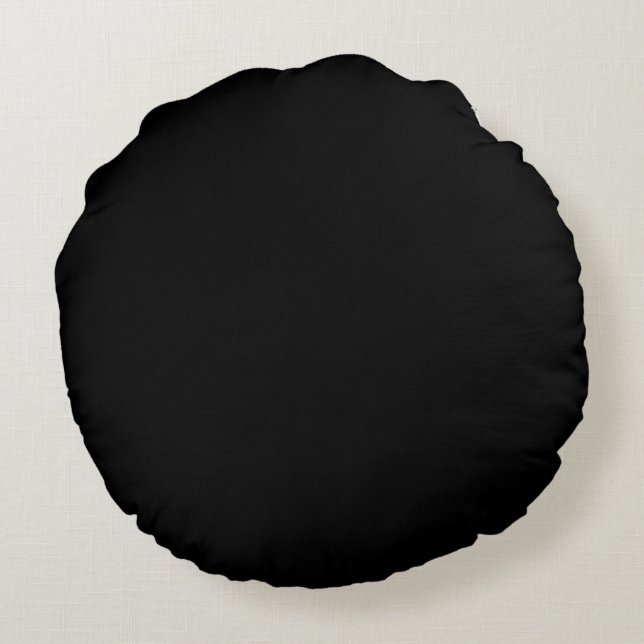 Coussins Ronds Couleur solide noire (Dos)