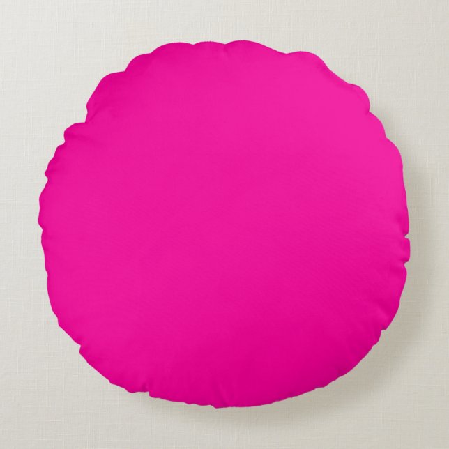 Coussins Ronds Couleur solide rose néon (Devant)