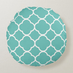 Coussins Ronds Couleur Turquoise bleue blanche blanche sur les Mo