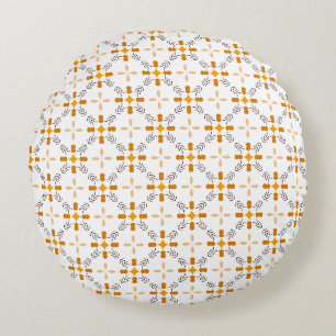 Coussins Ronds Couleurs d'automne Orange Brown et blanc Motif