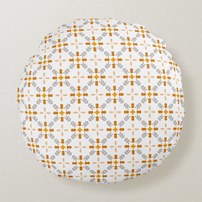 Coussins Ronds Couleurs d'automne Orange Brown et blanc Motif (Devant)