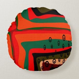 Coussins Ronds Couleurs modernes abstraites et rétro motif ou san