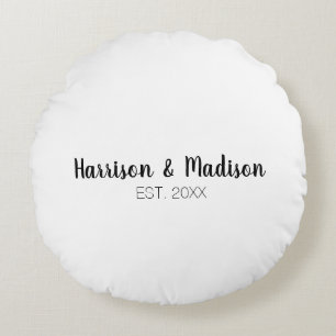 Coussins Ronds Couple de script personnalisé noms mariage