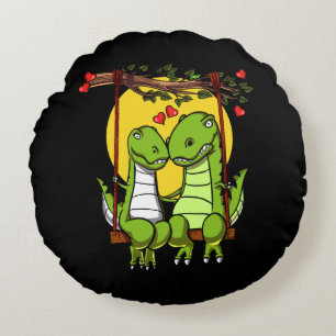 Coussins Ronds Couple T-Rex Dinosaur mignon