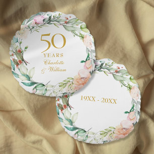 Coussins Ronds Couronne de roses pour le 50e anniversaire de mari