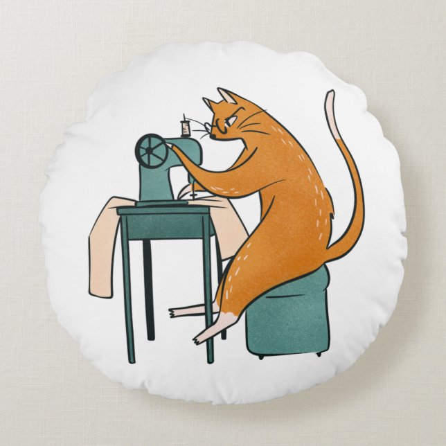 Coussins Ronds Couture vintage de chat (Devant)