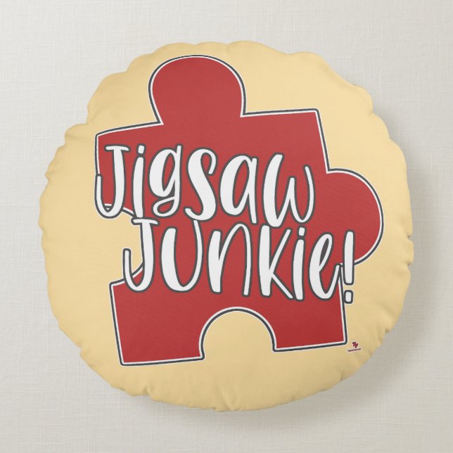 Coussins Ronds Cozy Jigsaw Junkie Puzzle Lifestyle Hobby Art (Devant)