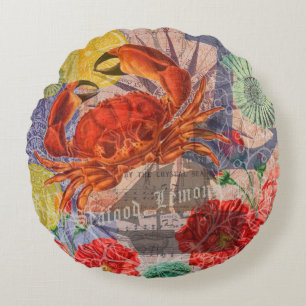 Coussins Ronds Crabe Plage Nautique Art de la mer