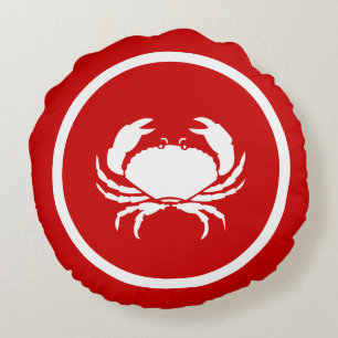 Coussins Ronds CRABE rouge et blanc et homard