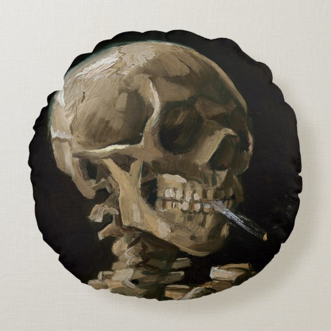 Coussins Ronds Crâne avec brûler la cigarette Vincent van Gogh Ar (Devant)