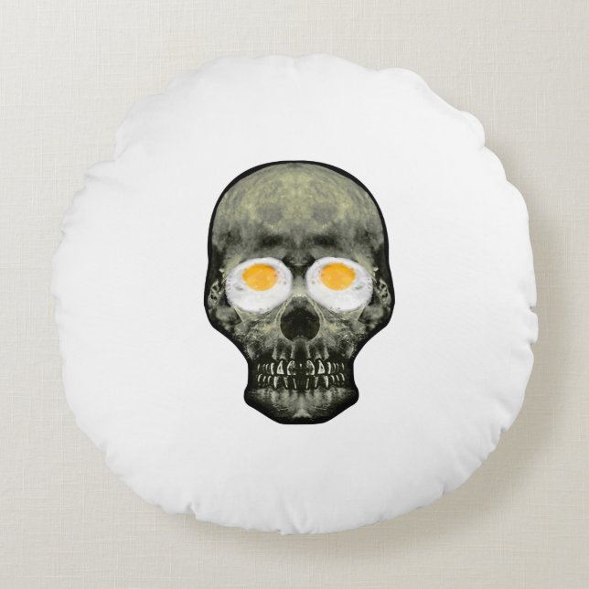 Coussins Ronds Crâne avec des yeux d'oeuf au plat (Devant)