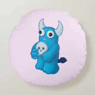 Coussins Ronds Crâne de démon mignon - Personnage de dessin animé