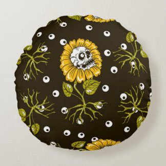 Coussins Ronds Crânes de tournesol : Unique Motif sans fil.