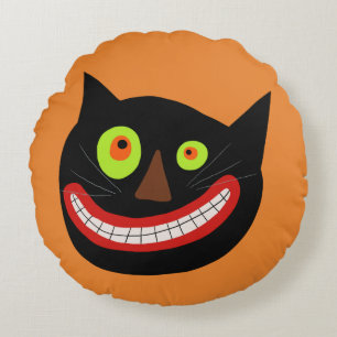 Coussins Ronds Crazy Cat Face Halloween