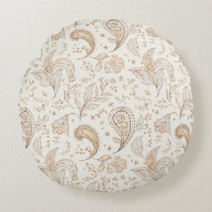Coussins Ronds Crème Marron Bohème Bohémien