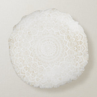 Coussins Ronds Crème vanille Mandala Round Cushion