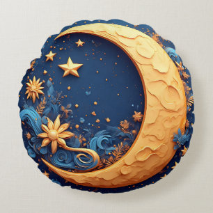 Coussins Ronds Croissant de Lune Doré Décoratif