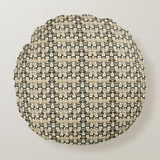 Coussins Ronds Cru-Accent-Noir-Crème-Élégance-Rond (Devant)