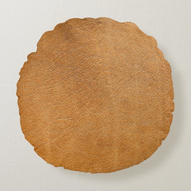 Coussins Ronds Cuir Italien Lambskin : Texture Vintage (Devant)