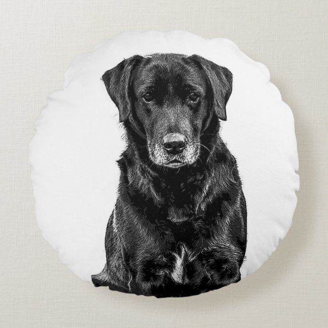 Coussins Ronds Cuisine Labrador Chien noir Chien Chien Chien Chie (Devant)