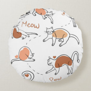 Coussins Ronds Cuisine moderne Cat pow pouponnière blanc brun chi