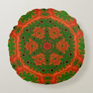 Coussins Ronds Cuisine ronde Kaleidoscope orange et vert