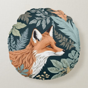 Coussins Ronds Curieux Fox Fern Feuilles William Morris Inspiré