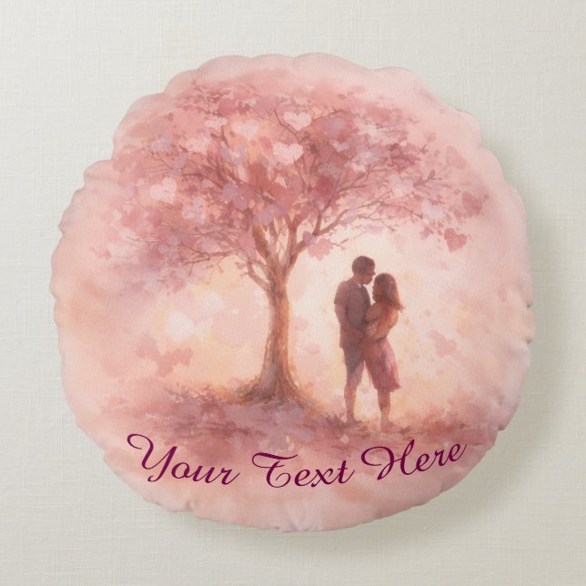 Coussins Ronds Custom Pink Love Tree Round Pillow (Devant)