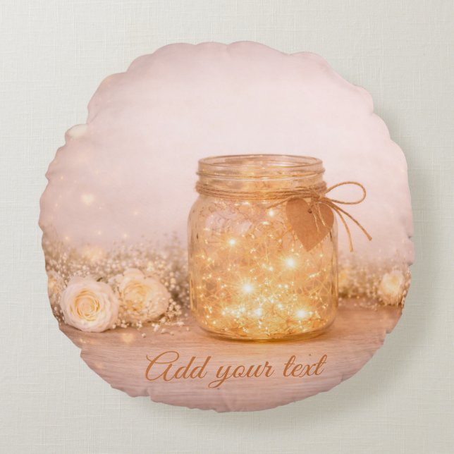 Coussins Ronds Custom Romantic Wedding Fairy Lights Round Pillow (Devant)
