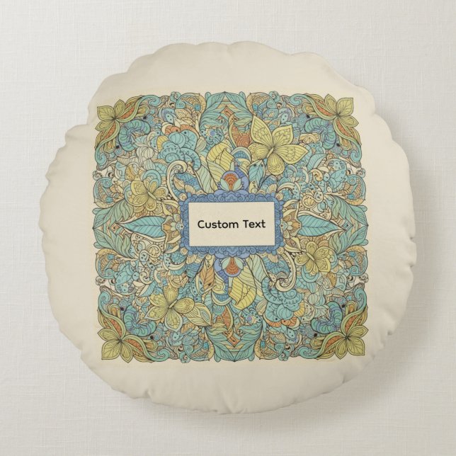 Coussins Ronds Custom Text Round Zentangle Mandala Pillow (Devant)