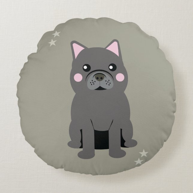 Coussins Ronds Cute Cheeks Gray French Bulldog (Devant)