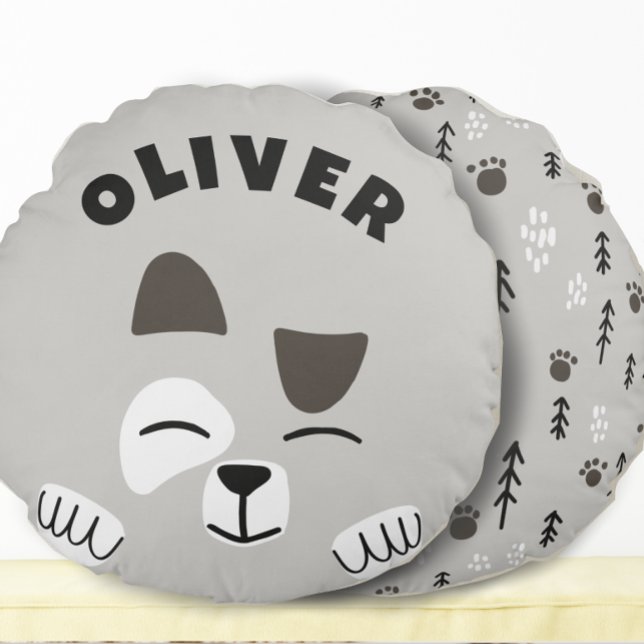 Coussins Ronds Cute chien scandinave Neutre Personnalisé (Créateur téléchargé)