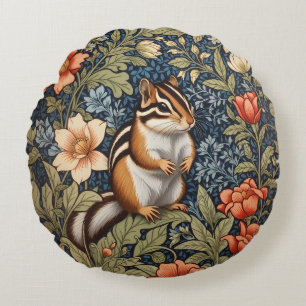 Coussins Ronds Cute Chipmunk William Morris Inspiré Floral