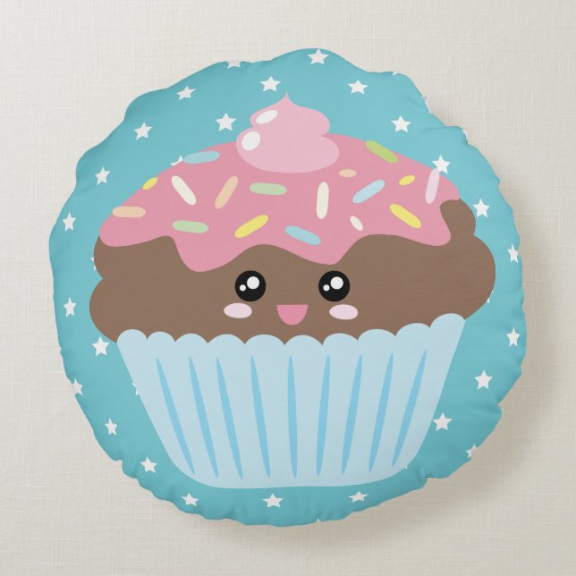 Coussins Ronds Cute Kawaii Cupcake (Dos)