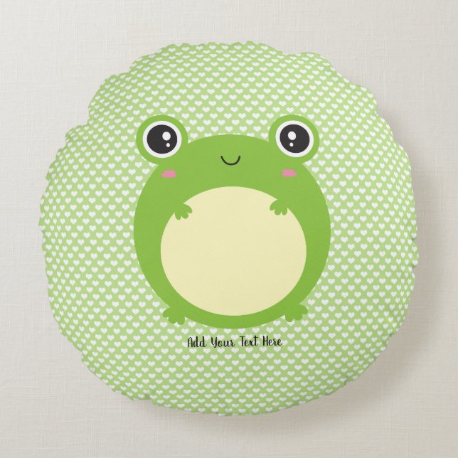Coussins Ronds Cute Kawaii Frog Personnalisé (Devant)