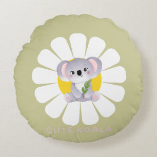 Coussins Ronds Cute koala Ours fleur marguerite Zoo Animal Love