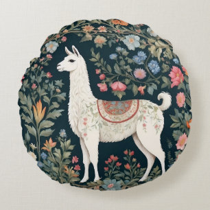 Coussins Ronds Cute Llama Élégant Floral