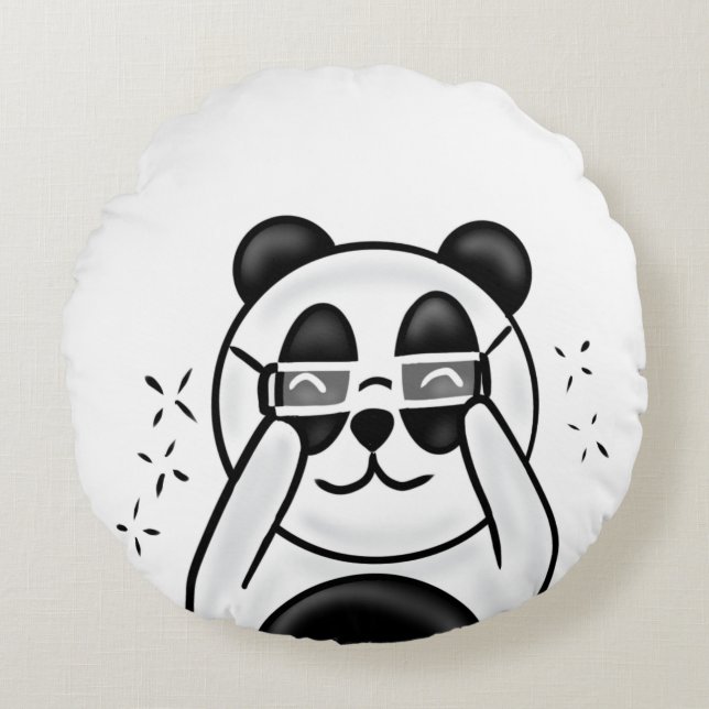 Coussins Ronds Cute Panda With Glasses (Devant)