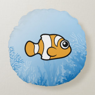 Coussins Ronds Cute poisson-clown en caricature
