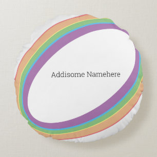 Coussins Ronds Cute Retro Rainbow Fun Ajouter Votre Nom