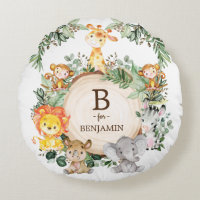 Cute Safari Jungle Animaux Monogram Baby Nursery
