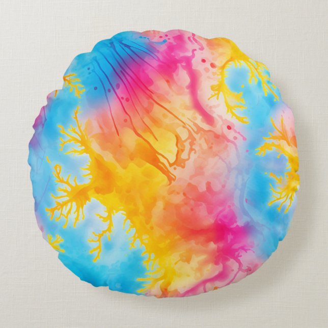 Coussins Ronds Cute Tie Dye (Devant)