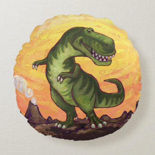 Coussins Ronds Cute Tyrannosaurus Têtes et Tails