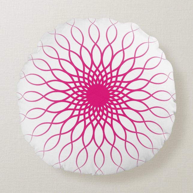 Coussins Ronds Cute Wave Floral Line Pattern (Devant)